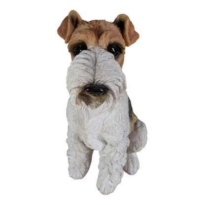 Lebensechte Foxterrier Dekofigur für den Garten – Hundefigur