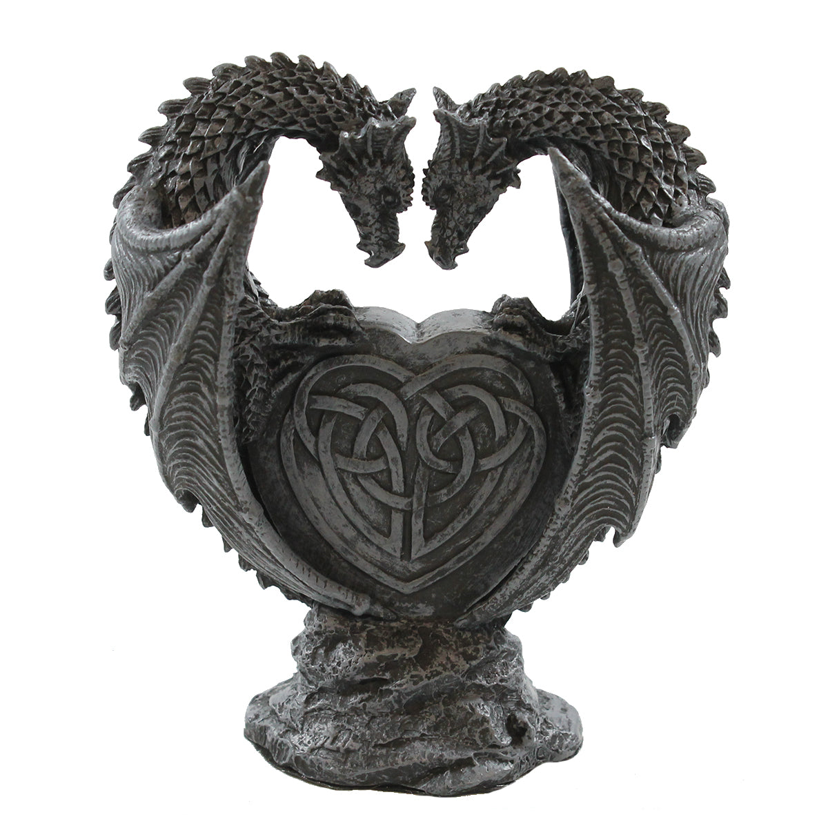 Drachenpaar Dekofigur auf Rubinherz – romantische Fantasy Figur