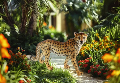 Gepard Figur stehend | Lebensechte Tierfigur Gartenfigur Tiere | 68 cm | Deko Gepard
