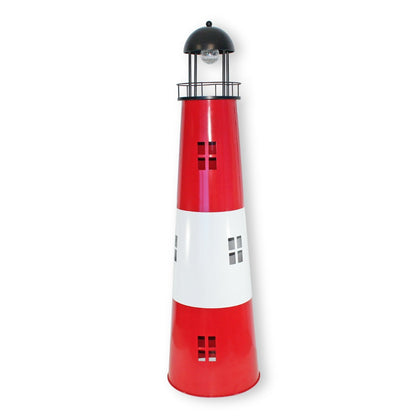 Leuchtturm Garten 80 cm mit Licht Solar Leuchtturm Metall Maritime Deko mit LED Beleuchtung Gartendeko Maritim