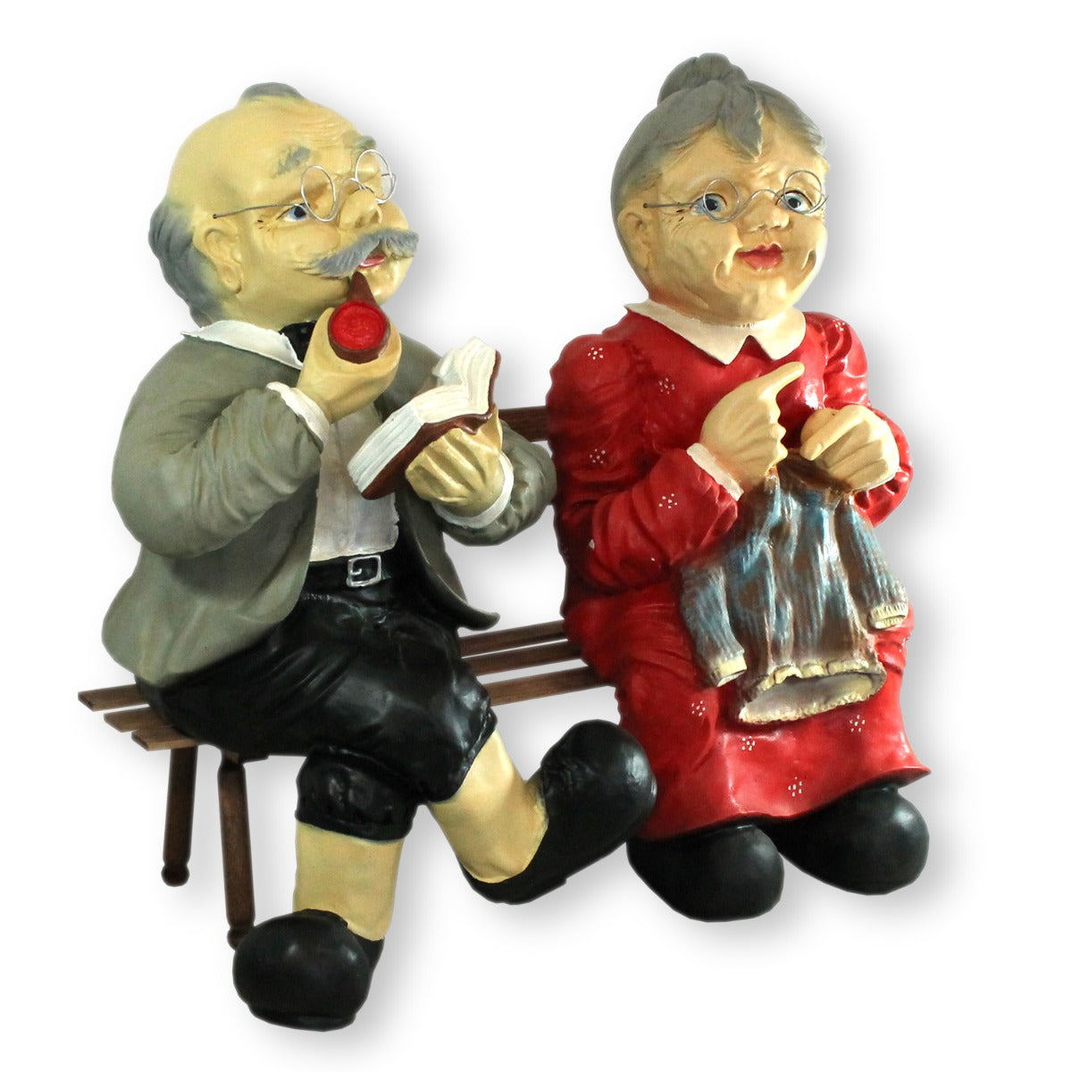 Gartenfigur Oma und Opa auf Bank XL  Oma und Opa Figuren für den Garten