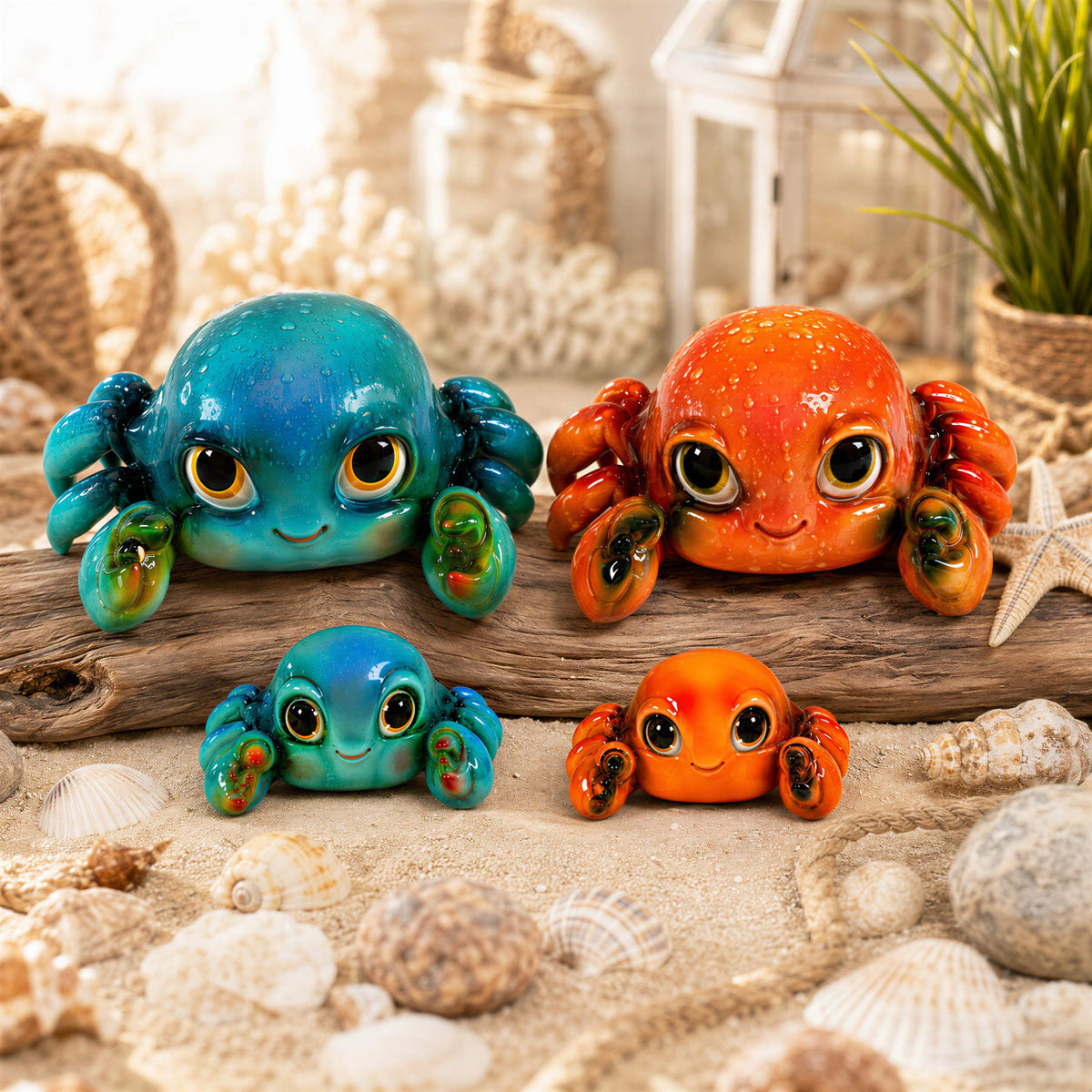 Glänzende Krabbenfigur GlossiBande Krabbe Figur glänzend – Deko in Blau oder Rot, 2 Größen