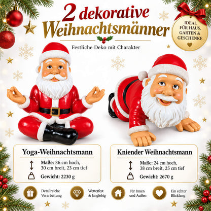 Lustige Weihnachtsmann Figur: Yoga oder kniend, Deko Figur für Haus & Garten
