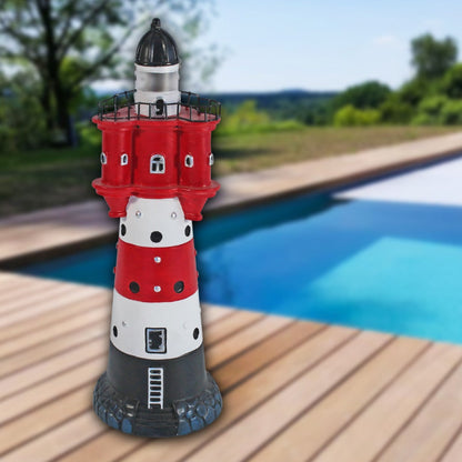 Solar Leuchtturm Roter Sand 50 cm Deko Leuchtturm mit Licht Maritime Deko Leuchtturm Solar