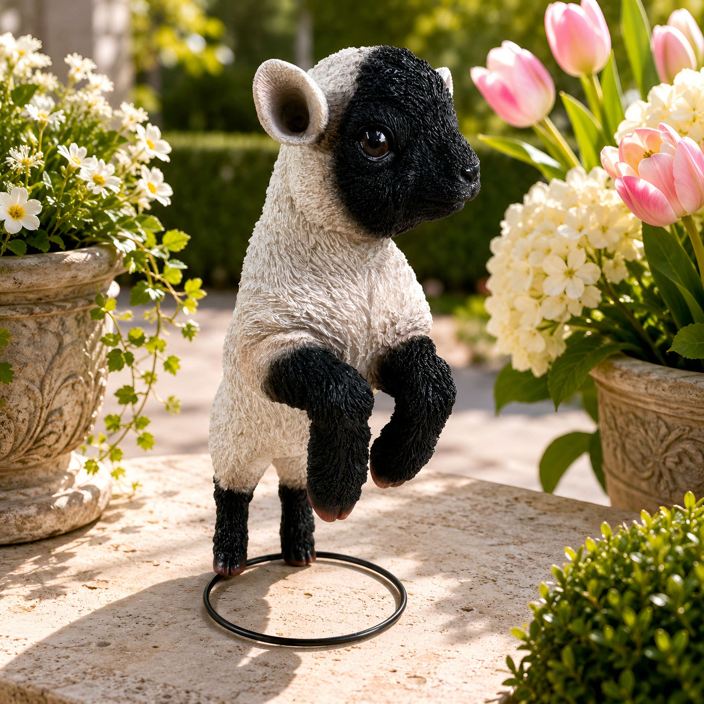 Verspieltes Lamm Dekofigur Set für den Garten – 3 Schafmotive
