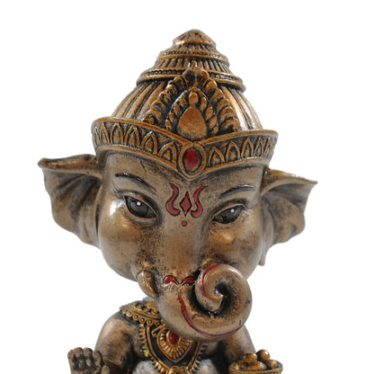 Ganesha Wackelkopf Dekofigur in Bronzeoptik – indische Figur