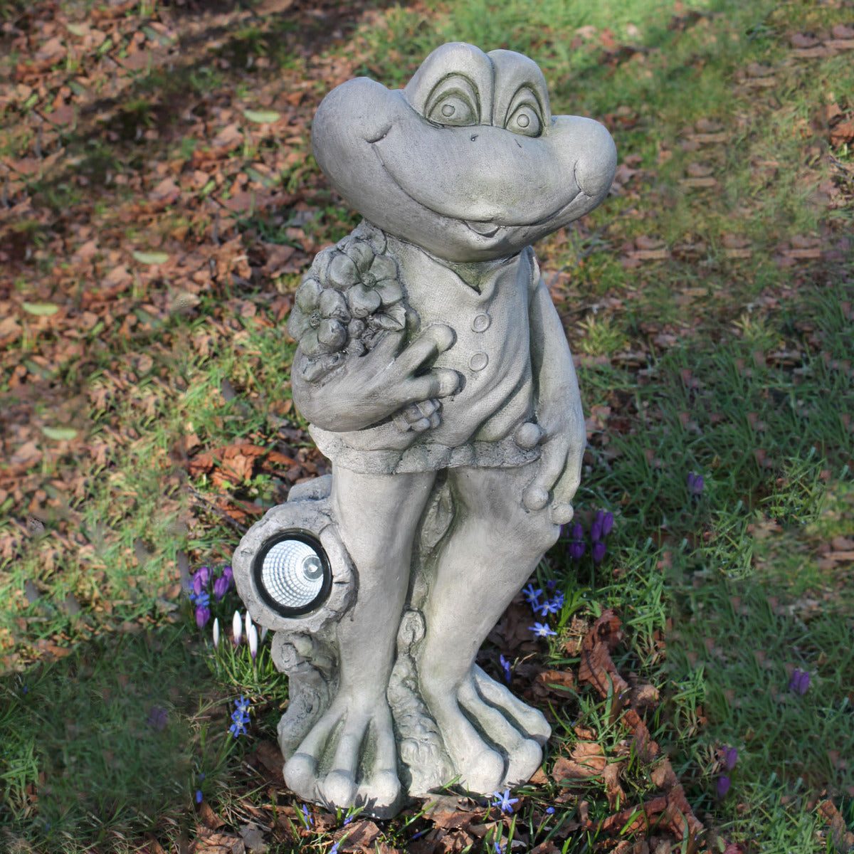 Solar Frosch Dekofigur für den Garten mit Lampe – leuchtende Gartendeko