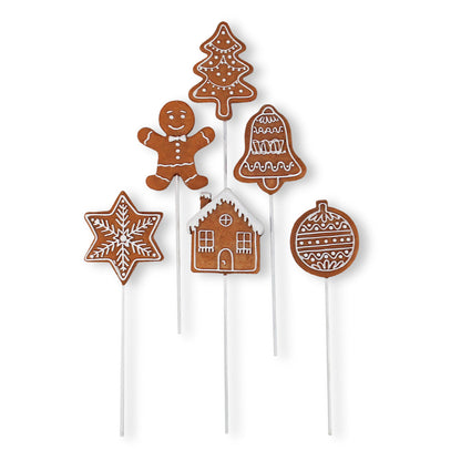 Weihnachts Tischdeko Lebkuchen Stecker 6 tlg. Weihnachtsfiguren klein Lebkuchen Deko