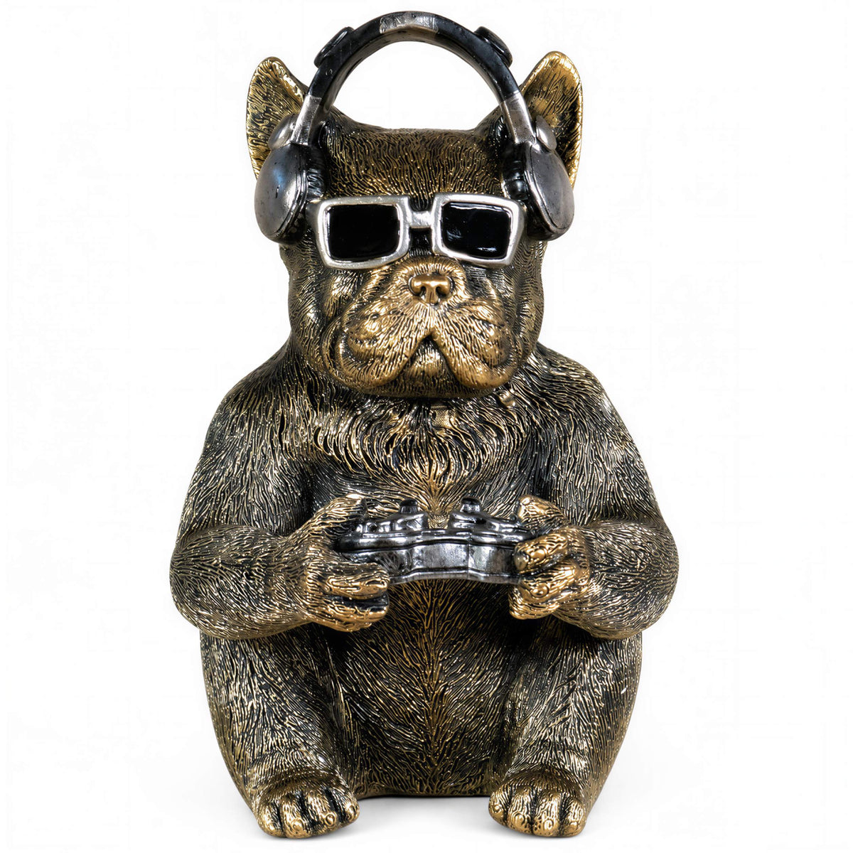 Urban Royals Gamer-Hund mit Controller & Kopfhörern – Dekofigur