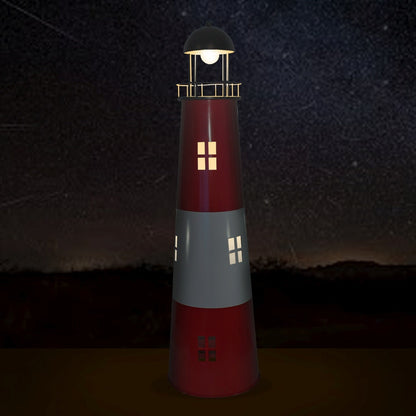 Leuchtturm Garten 80 cm mit Licht Solar Leuchtturm Metall Maritime Deko mit LED Beleuchtung Gartendeko Maritim