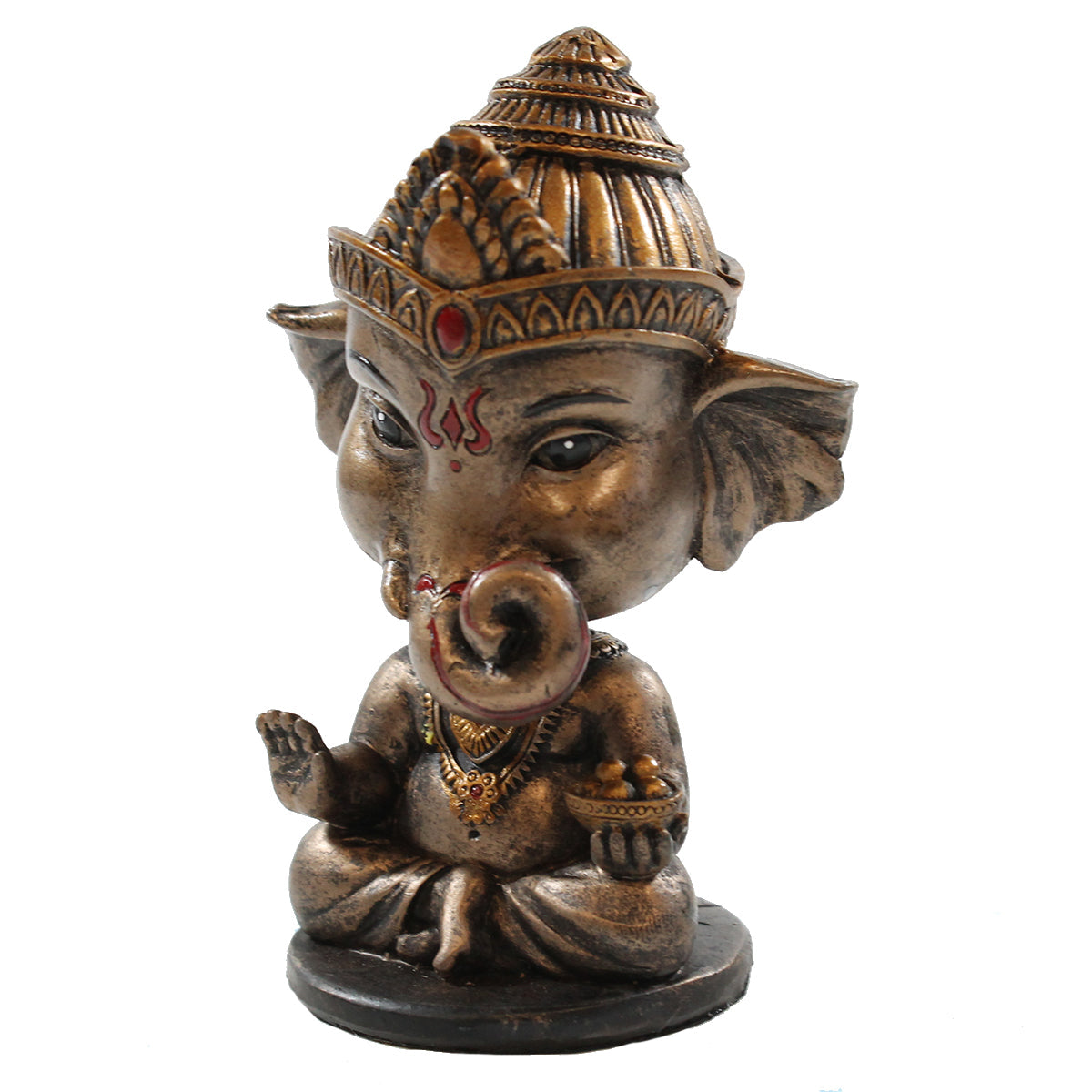 Ganesha Wackelkopf Dekofigur in Bronzeoptik – indische Figur