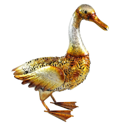 Große Metall-Enten Dekofigur für den Garten – handbemalt in 2 Farben