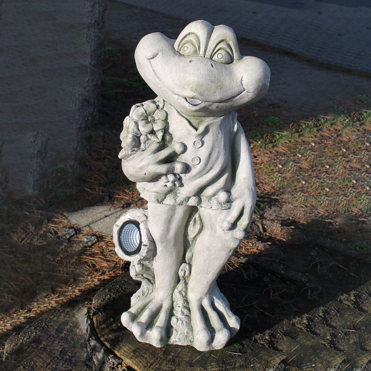 Solar Frosch Dekofigur für den Garten mit Lampe – leuchtende Gartendeko