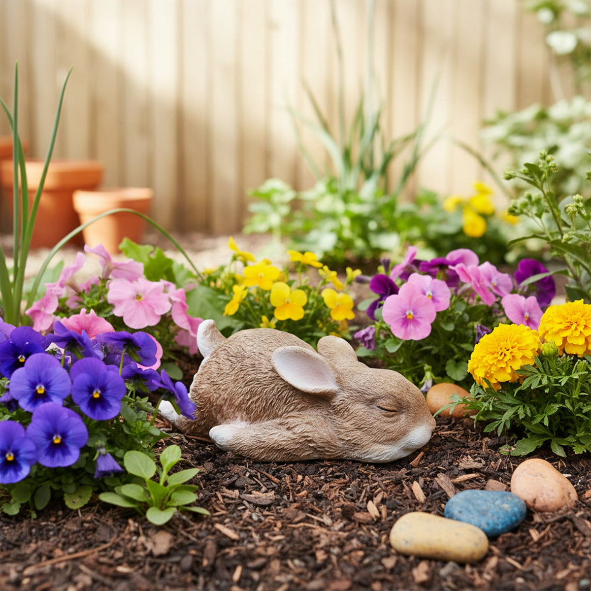 Schlafender Deko Hase aus Polyresin Hasenfigur für Haus & Garten