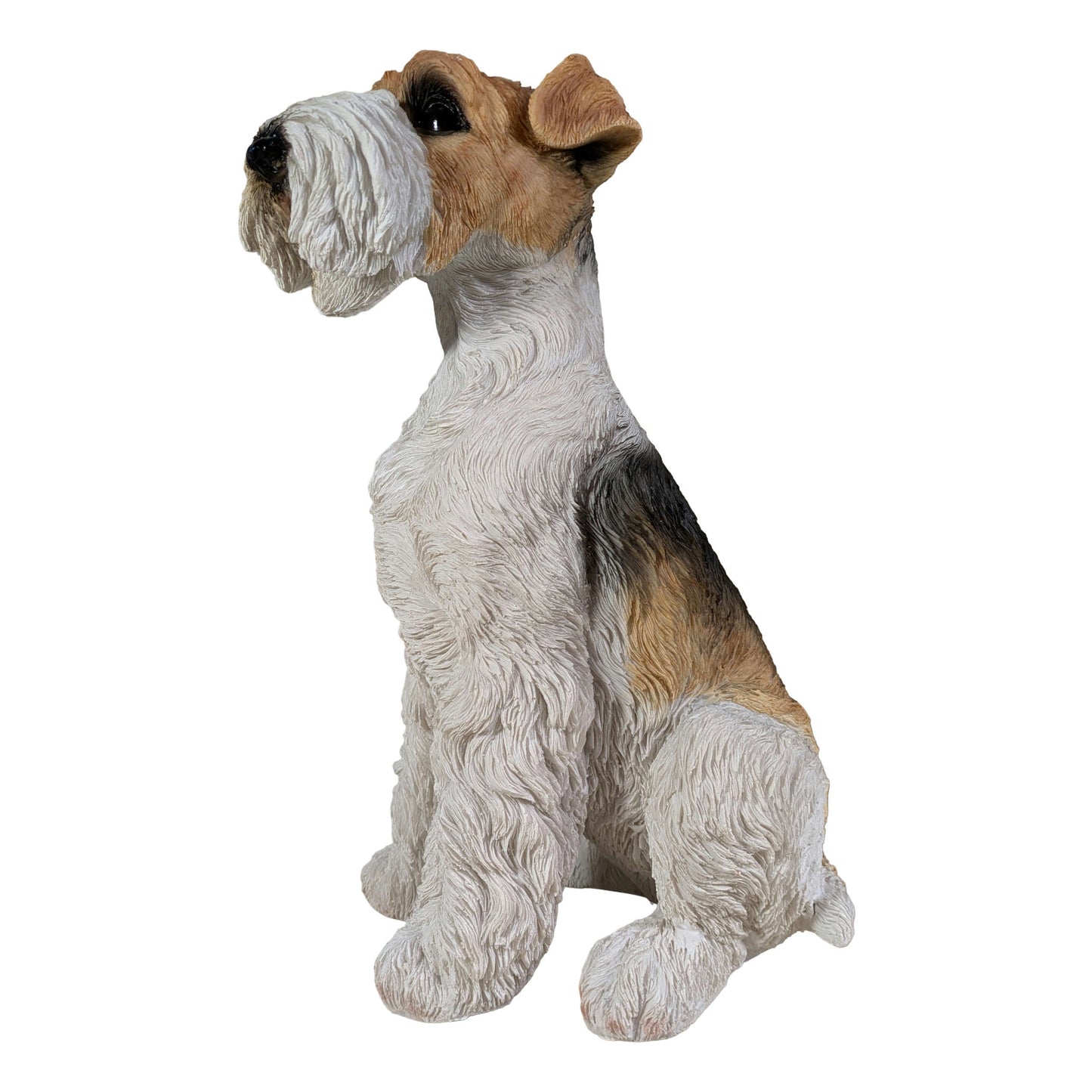 Lebensechte Foxterrier Dekofigur für den Garten – Hundefigur