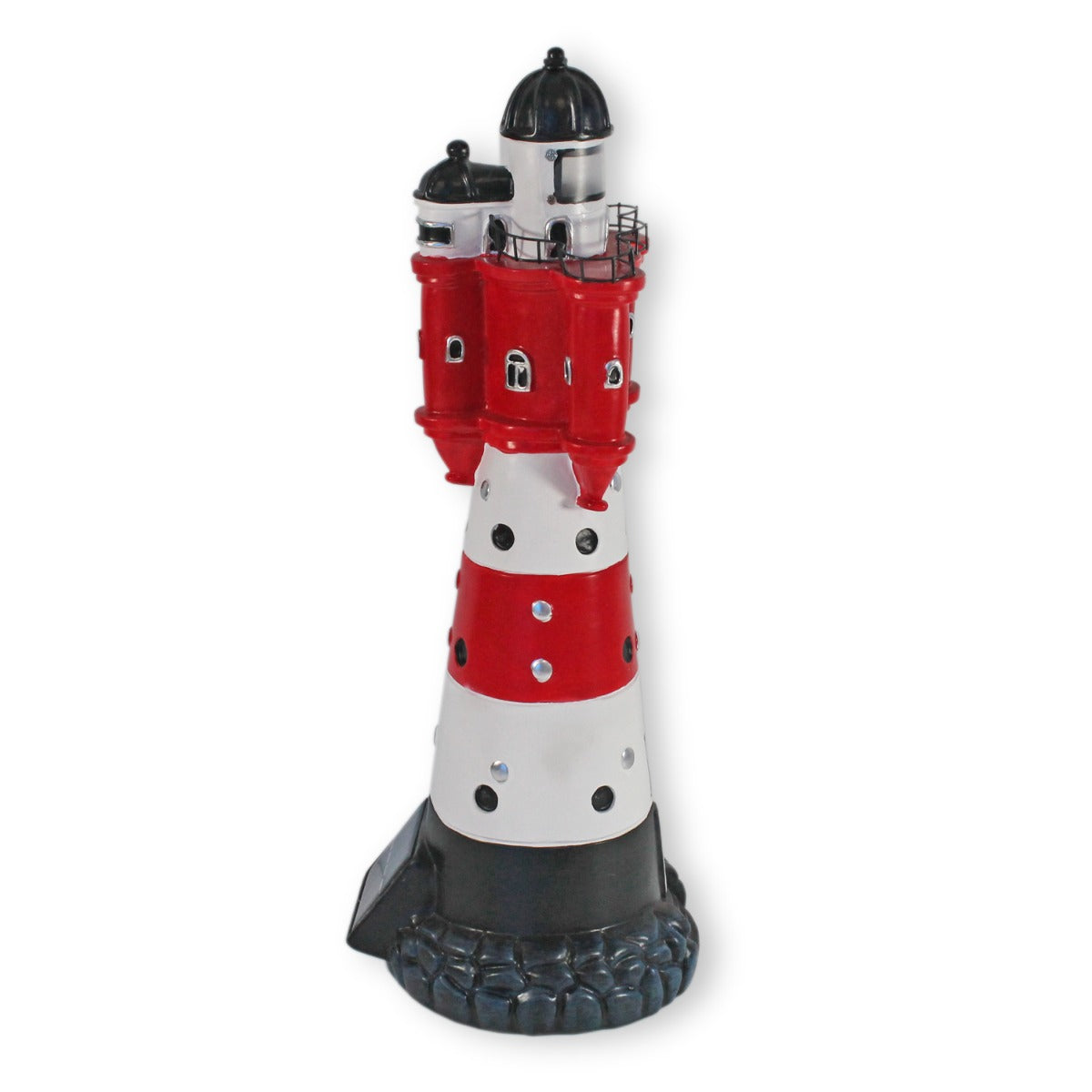 Solar Leuchtturm Roter Sand 50 cm Deko Leuchtturm mit Licht Maritime Deko Leuchtturm Solar