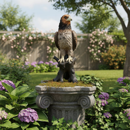 Adler Figur groß auf Baumstamm – Gartenfigur Adler als Deko Adler für Terrasse, Balkon & Eingangsbereich