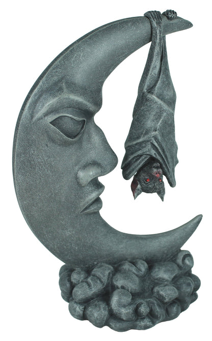 Fledermaus am Mond Dekofigur – mystische Gothic Wandfigur