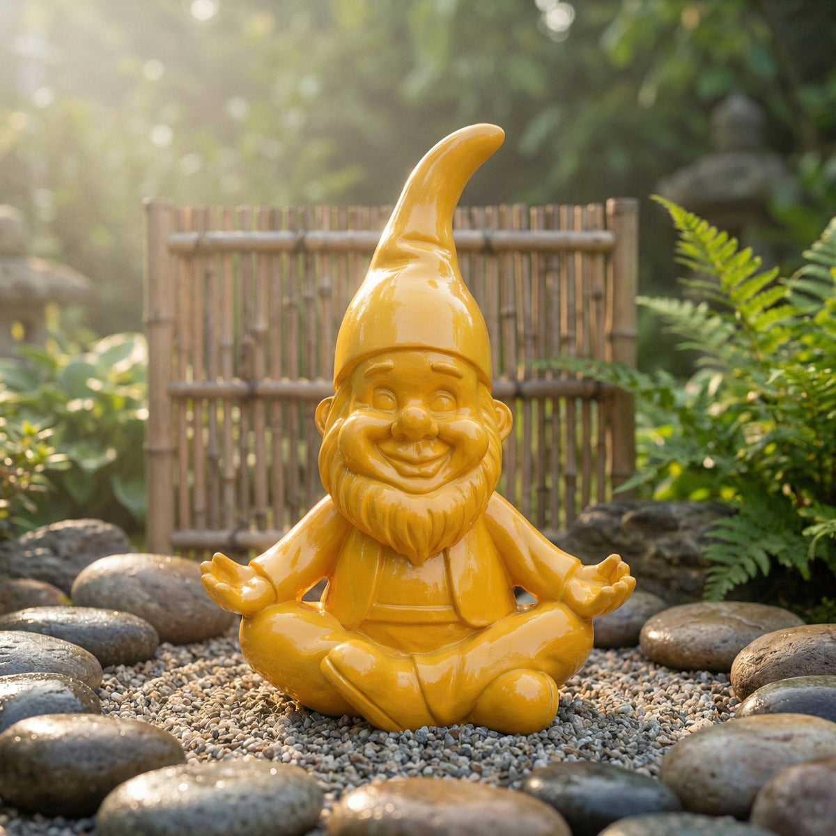 Yoga Gartenzwerg Dekofigur für den Garten – ZenPoser in Pastell, 2 Größen