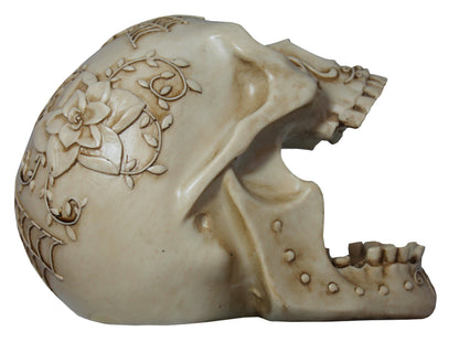 Totenkopf Dekofigur mit offenem Kiefer – mystische Gothic Figur