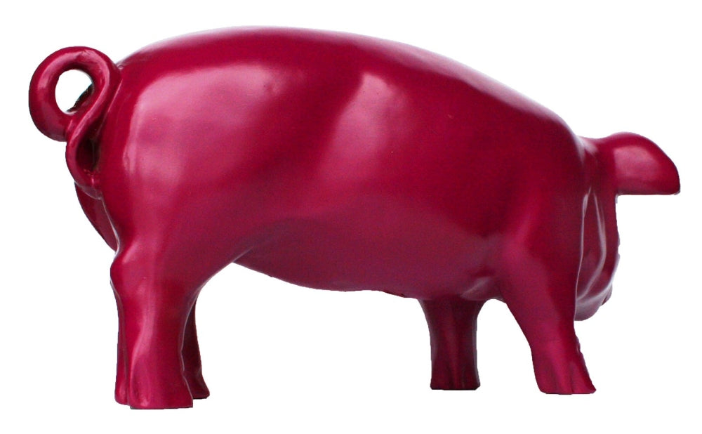Brommel Schwein Dekofigur für den Garten – brombeerfarbenes Ferkel XXL 60 cm