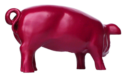 Brommel Schwein Dekofigur für den Garten – brombeerfarbenes Ferkel XXL 60 cm