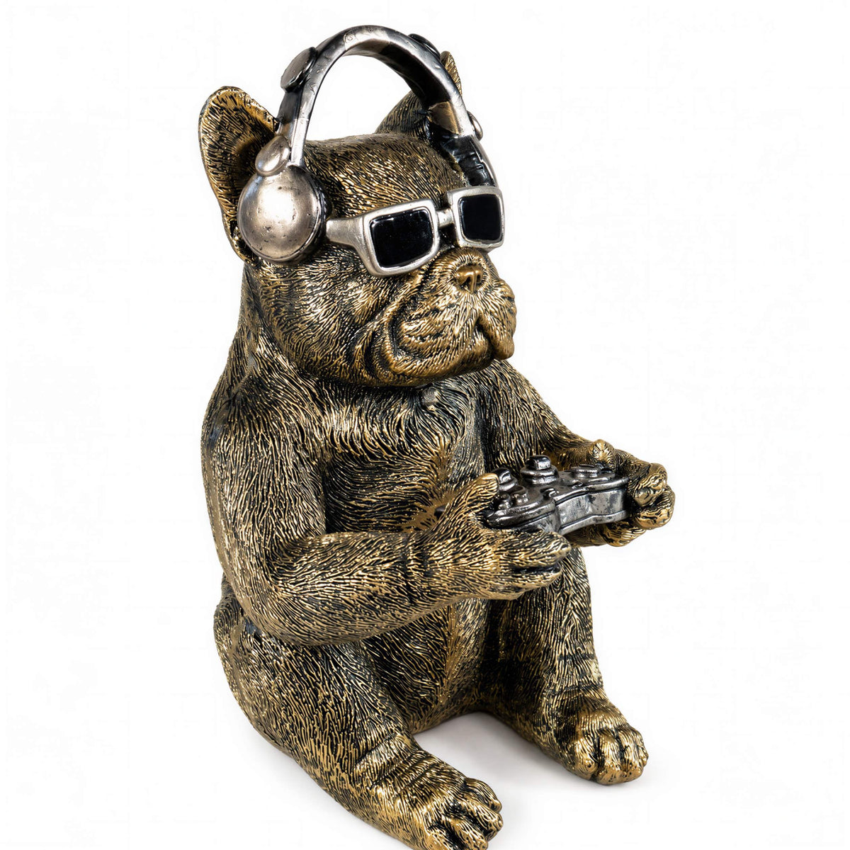 Urban Royals Gamer-Hund mit Controller & Kopfhörern – Dekofigur