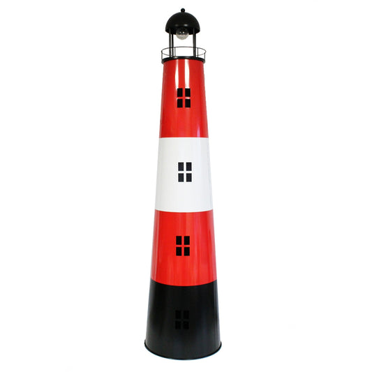 Leuchtturm Garten 150 cm mit Licht Solar Leuchtturm Metall Maritime Deko mit LED Beleuchtung Gartendeko Maritim
