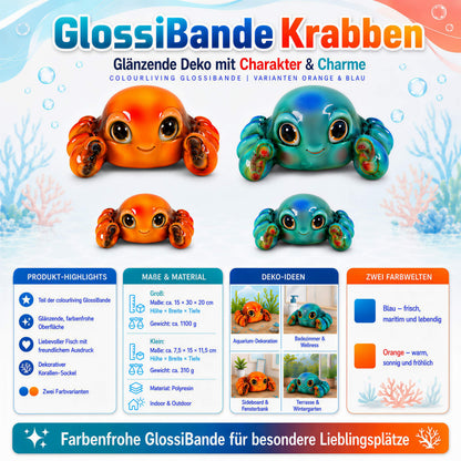 Glänzende Krabbenfigur GlossiBande Krabbe Figur glänzend – Deko in Blau oder Rot, 2 Größen