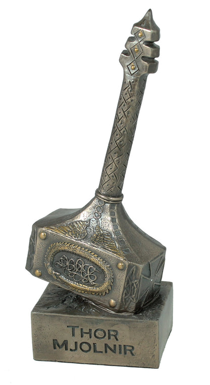 Mjölnir Thorshammer Dekofigur 26 cm – bronzierte Fantasy Skulptur