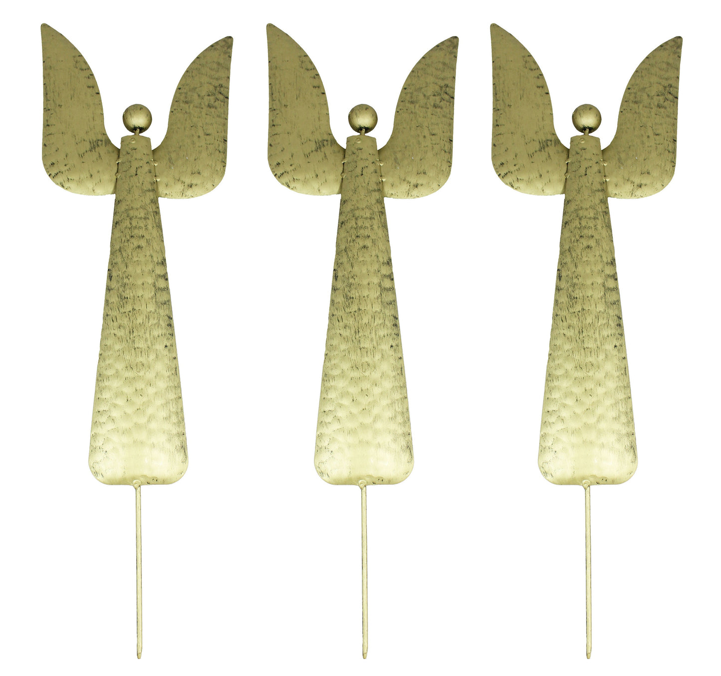 Weihnachtsengel Dekofigur Set für den Garten – 3 goldene Metallstecker