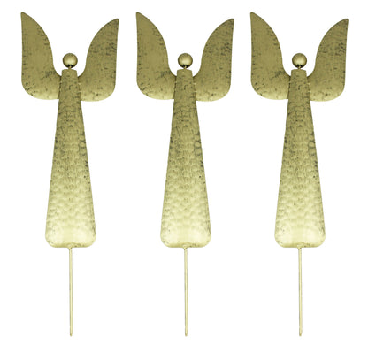 Weihnachtsengel Dekofigur Set für den Garten – 3 goldene Metallstecker
