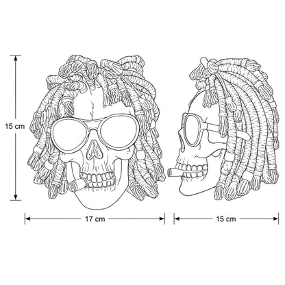 Rasta Totenkopf Dekofigur mit Sonnenbrille, Zigarre & Dreadlocks