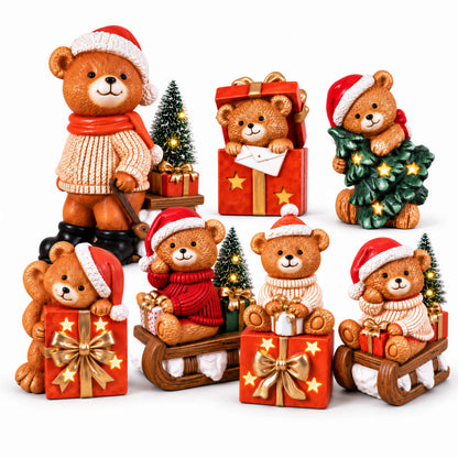 LED Weihnachtsbär Batteriebetriebene Deko Bär Figur für Tisch & Fensterbank