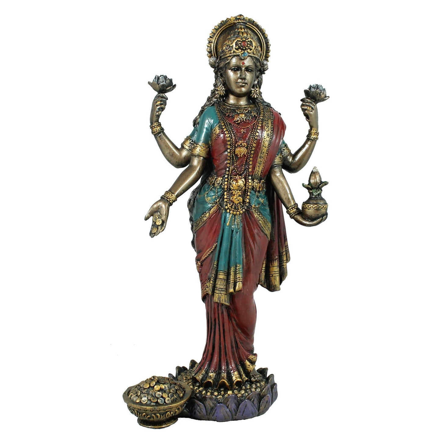 Lakshmi Dekofigur in Bronzeoptik – indische Deko Figur & Statue