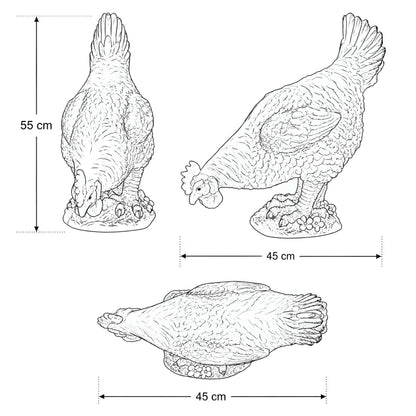 Großes Deko Huhn und Henne – lebensechte Gartenfigur, 55 cm