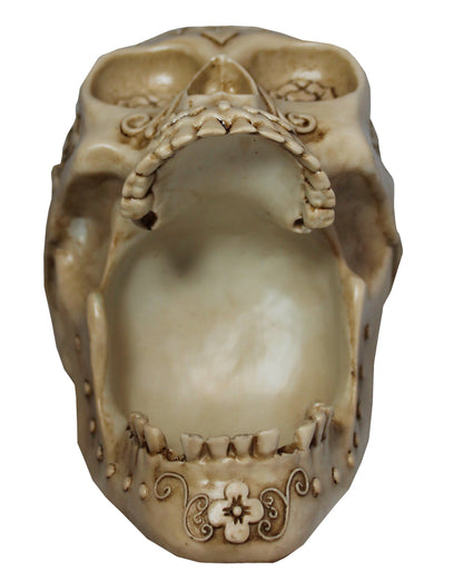 Totenkopf Dekofigur mit offenem Kiefer – mystische Gothic Figur