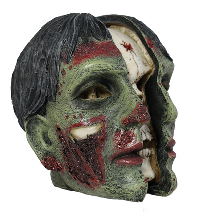 Gespaltener Zombie-Kopf als Dekofigur – Horror Totenkopf für Halloween