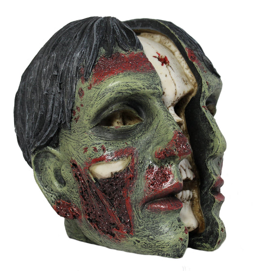 Gespaltener Zombie-Kopf als Dekofigur – Horror Totenkopf für Halloween