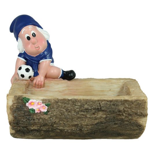 Blauer Gartenzwerg Dekofigur für den Garten – Fußballschale & Tränke