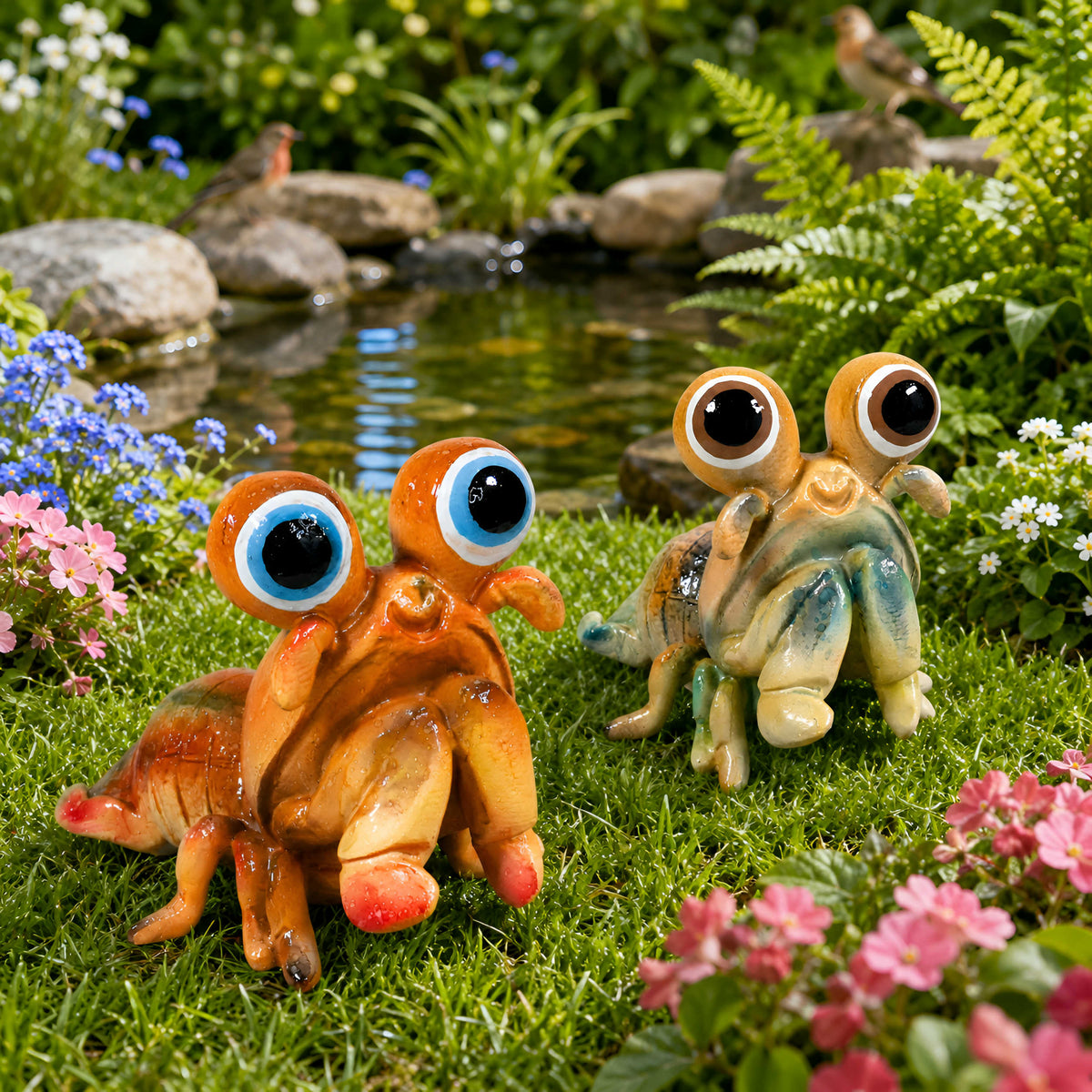 GlossiBande Garnele Figur glänzend Grün & Orange – maritime Deko innen & außen
