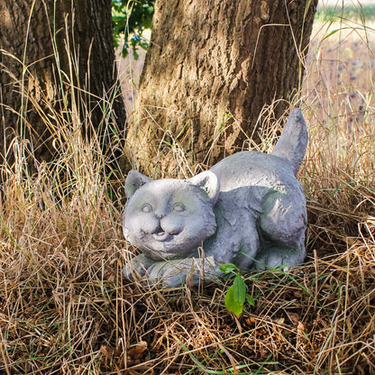 Katze in Betonoptik – Dekofigur für den Garten