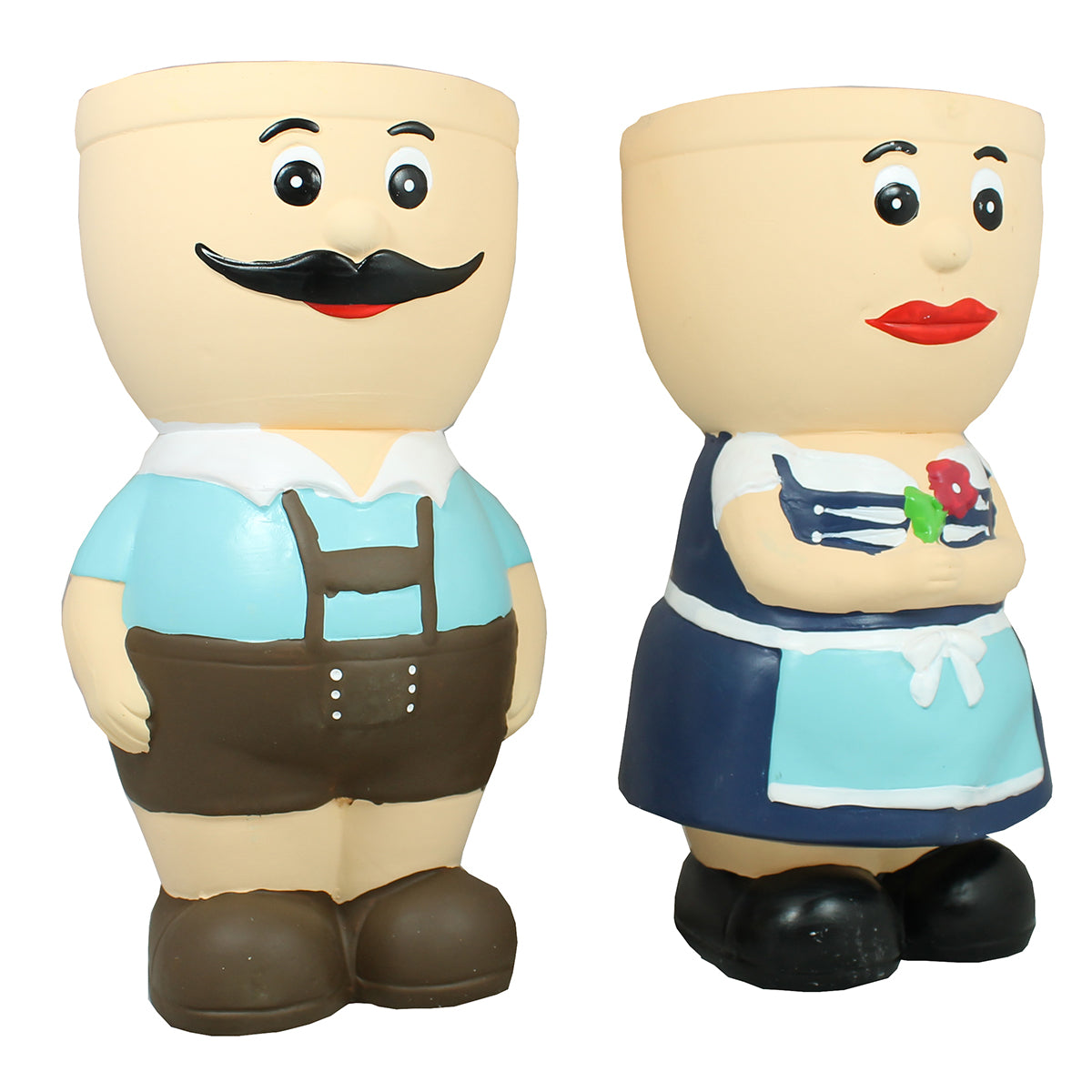 Resi & Sepp Keramik Dekofigur Set – bayerische Pflanztöpfe