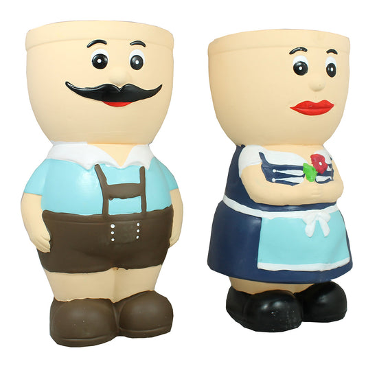 Resi & Sepp Keramik Dekofigur Set – bayerische Pflanztöpfe