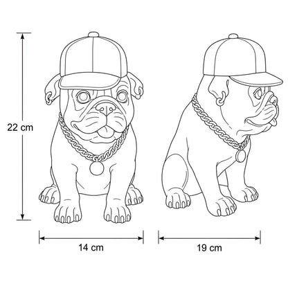Goldene Bulldogge Dekofigur mit Cap – moderner Deko-Hund