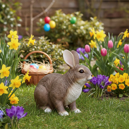 Realistischer Hase als Dekofigur für den Garten – Osterhase in 2 Posen