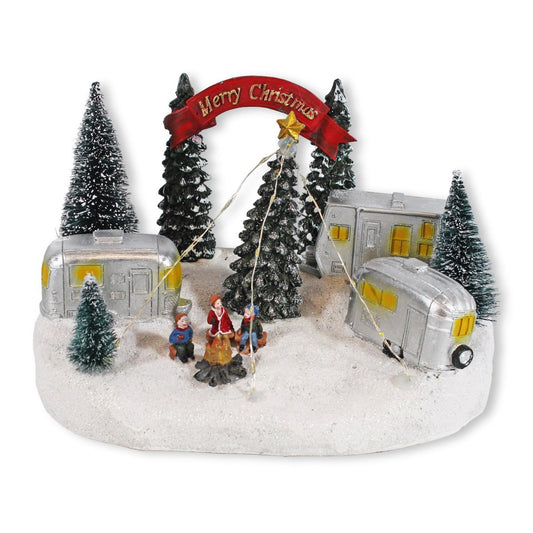 LED Weihnachtscamping Dekofigur – beleuchtetes Winterdorf mit Figuren