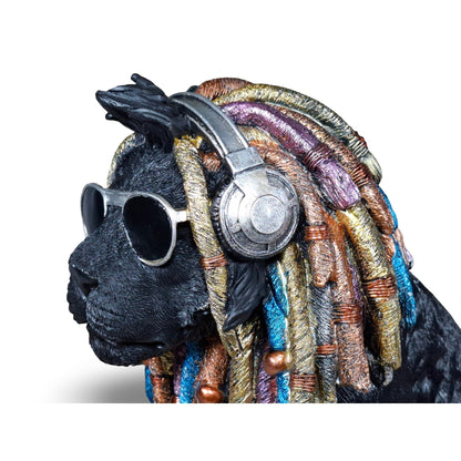 Deko Hund „Rasta Bob“ – handbemalte Hundefigur aus Polyresin, 2 Größen & Farben