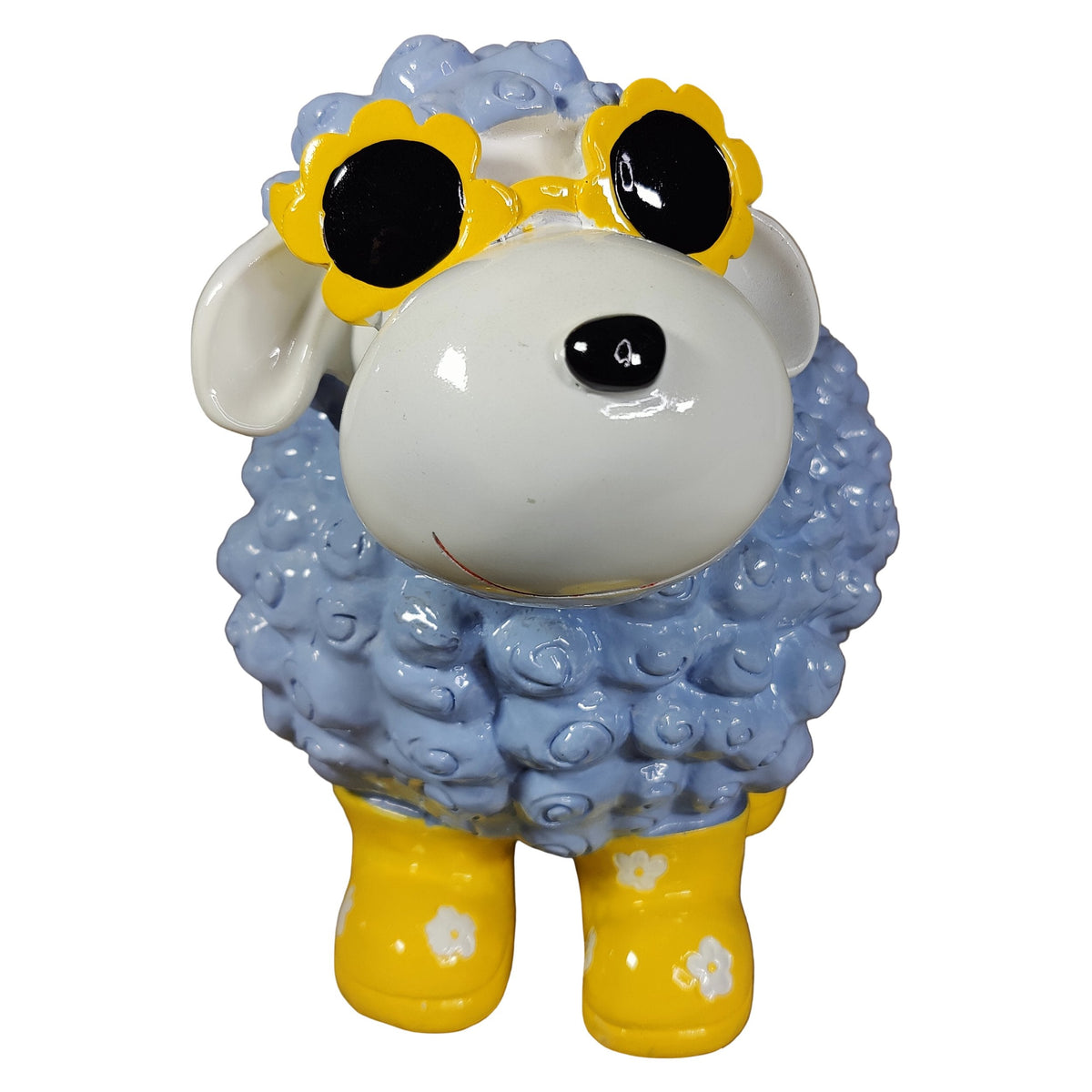 Bunte Schaffiguren mit Blumenbrille – Deko Schaf aus Polyresin für Garten & Zuhause
