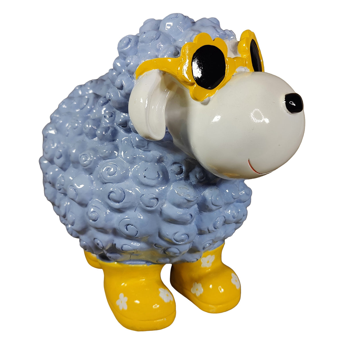 Bunte Schaffiguren mit Blumenbrille – Deko Schaf aus Polyresin für Garten & Zuhause